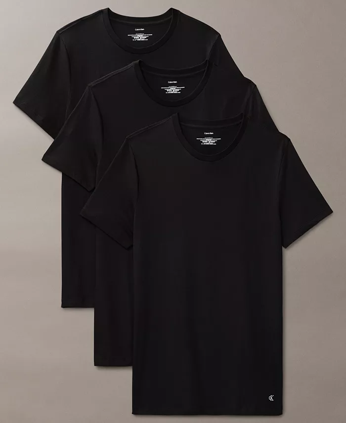 

Мужские классические футболки с круглым вырезом, 3 штуки, хлопок Calvin Klein, черный