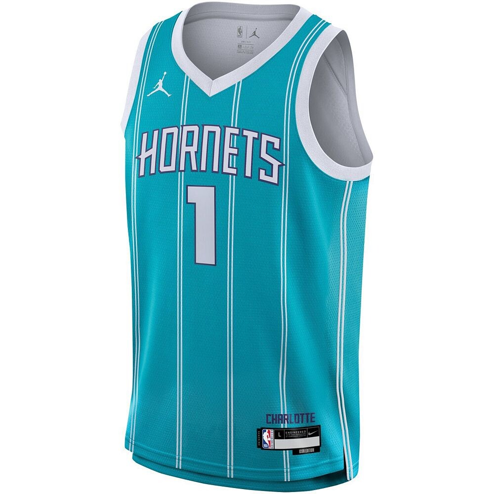 Молодежная футболка Nike LaMelo Ball Teal Charlotte Hornets Swingman — Icon Edition, цвет Chr Blue — фото 3