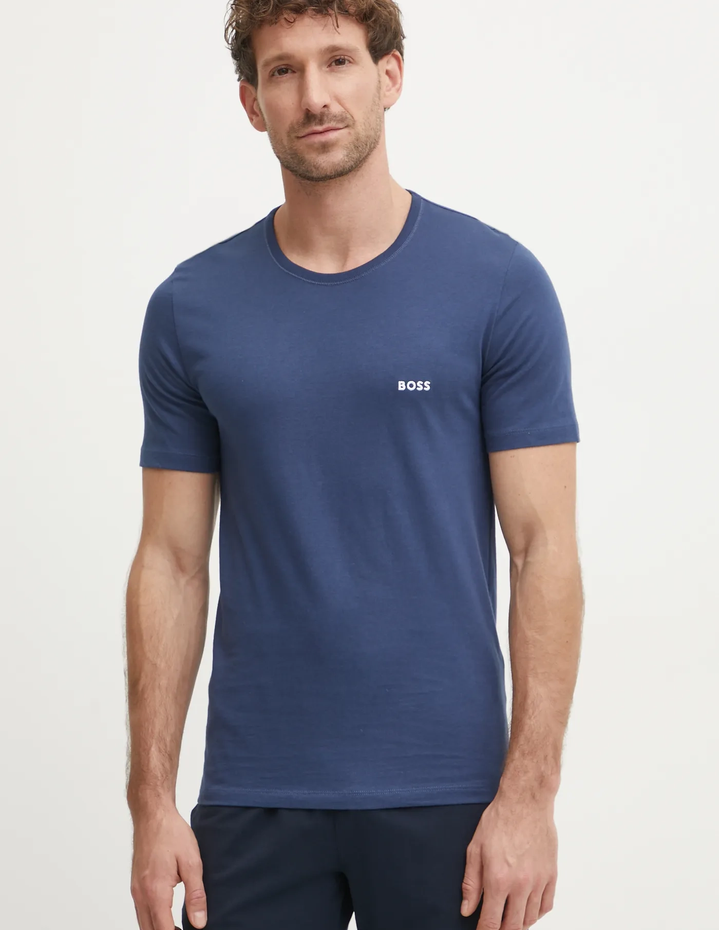 

3 пары хлопковых футболок BOSS, темно-синий