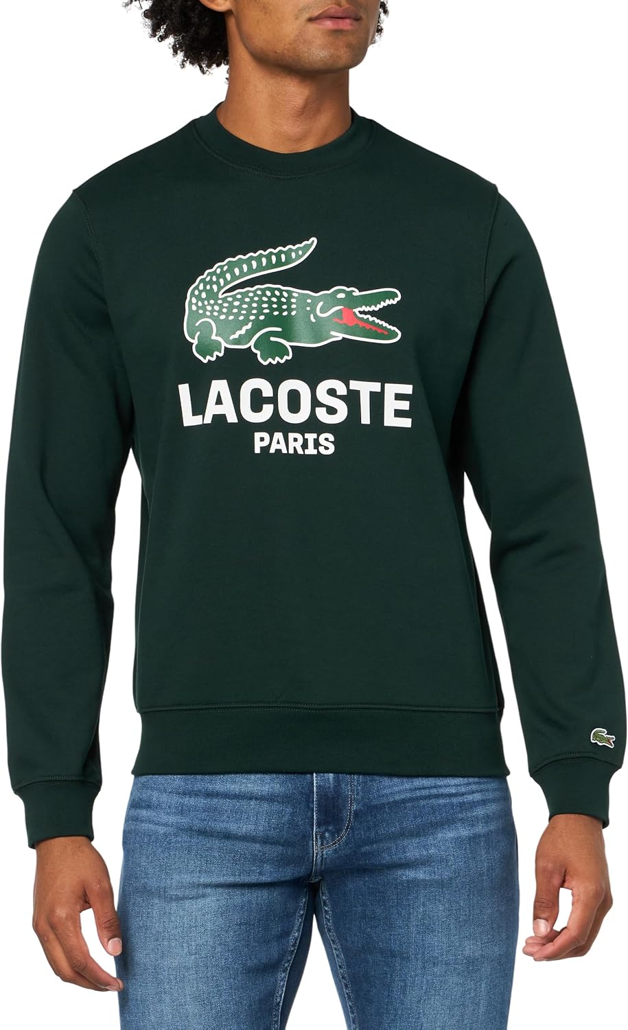 

Lacoste мужская толстовка с принтом и круглым вырезом, классический крой, Sinople
