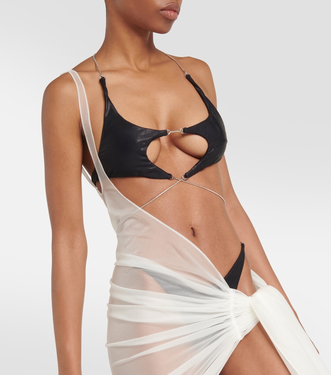 Пляжное платье из драпированного джерси Mugler, белый — фото 4