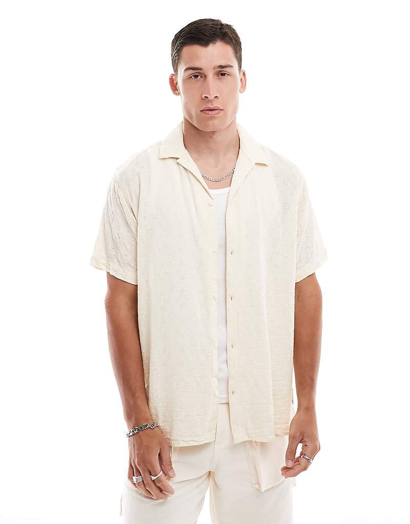 

Jack & Jones Кардиган оверсайз с кубинским воротником цвета экрю