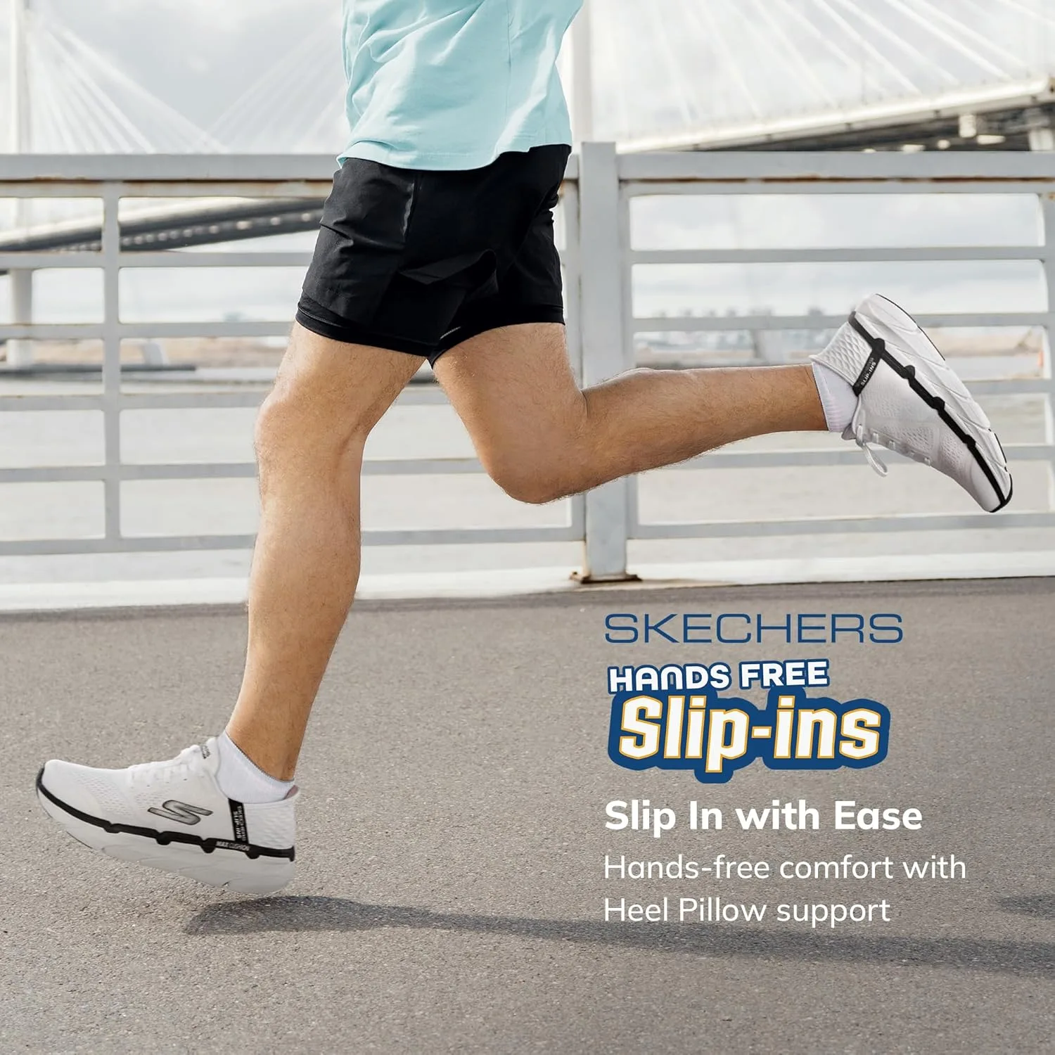 Мужские кроссовки Skechers Max Cushioning Slip-ins - спортивные кроссовки для тренировок, бега и ходьбы с эффектом памяти, белый/черный — фото 2
