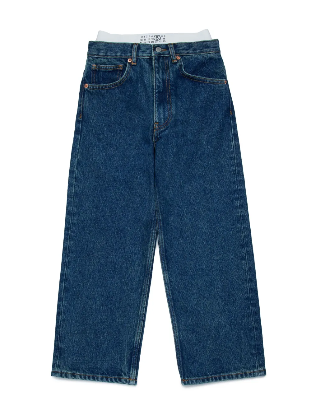 

Широкие джинсы с двойным поясом MM6 Maison Margiela Kids, синий