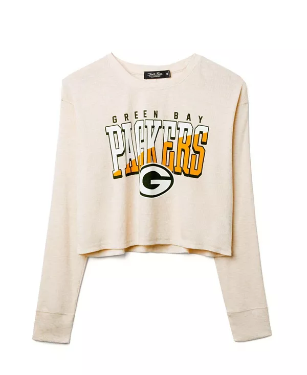 

Женская термофутболка NFL Green Bay Packers Slant Crop Junk Food Clothing, бежевый