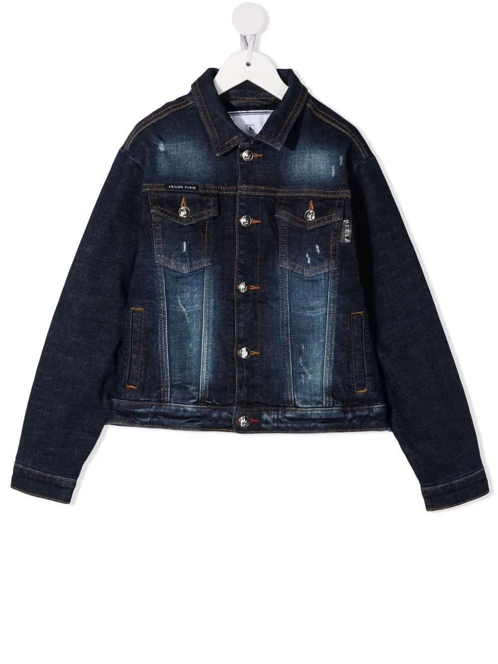 

Джинсовая куртка с принтом Dollar Philipp Plein Junior, синий