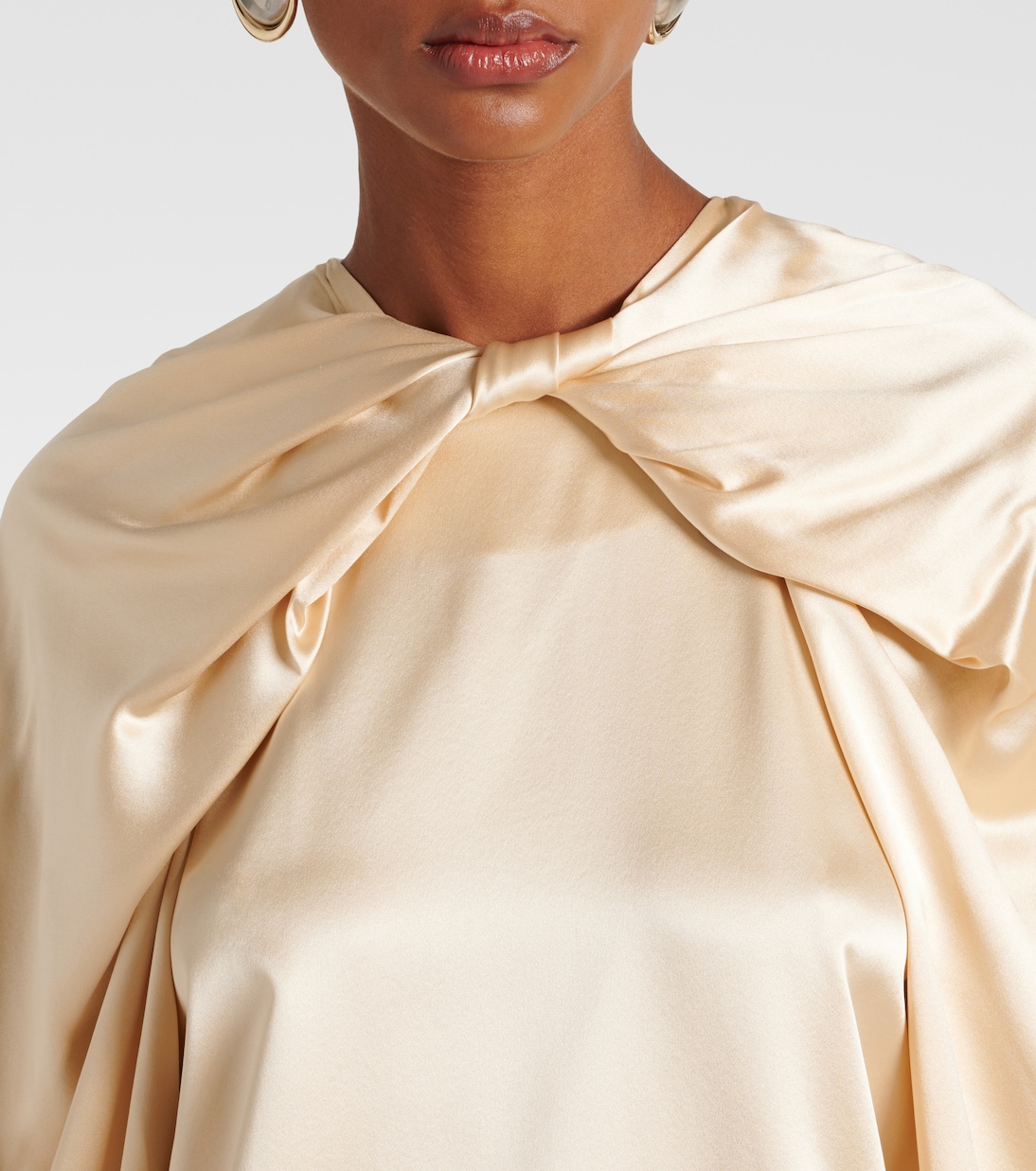 Блузка Elegante Key Torchon из шелкового атласа Max Mara, Champagne — фото 4