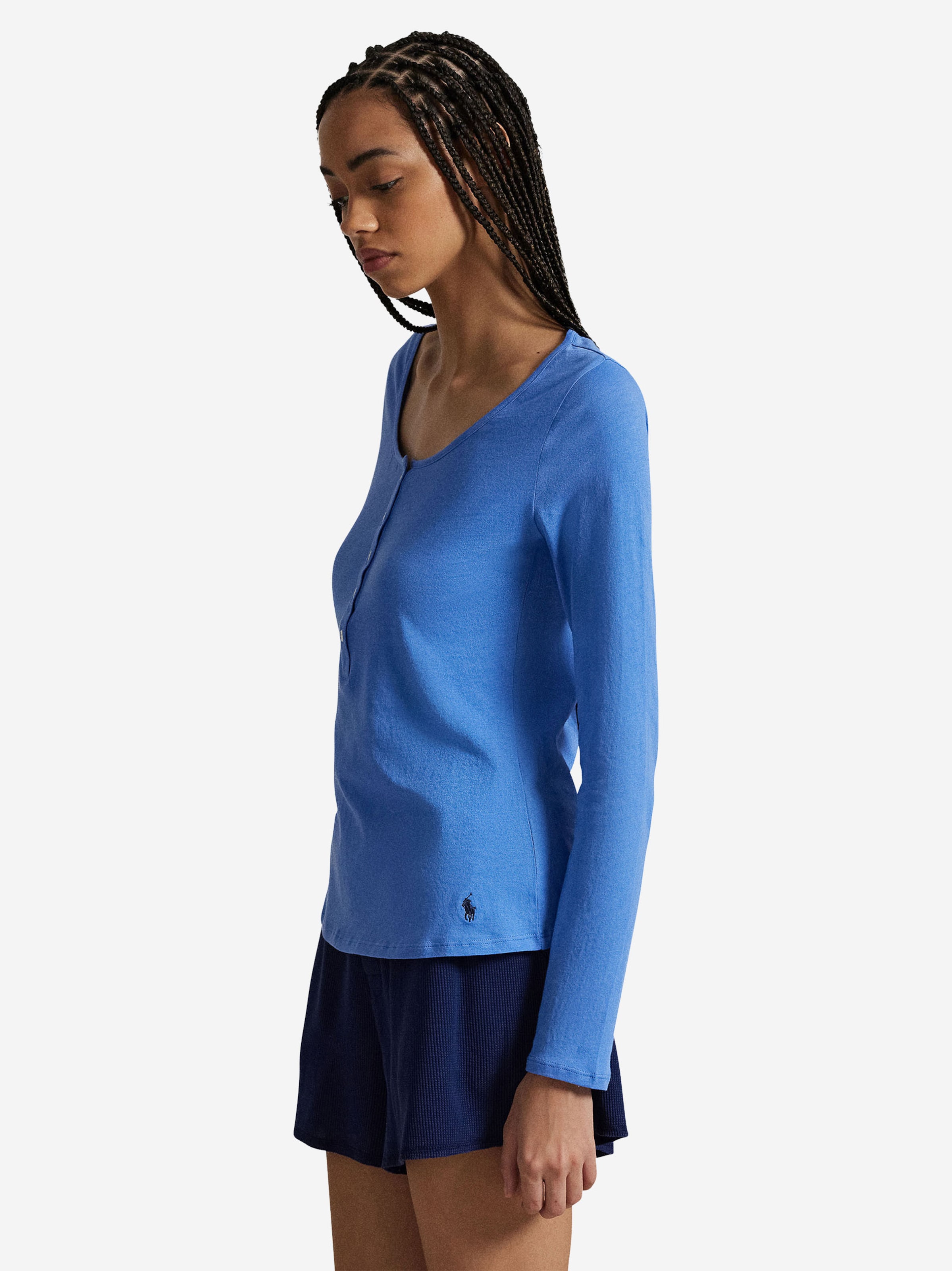 Polo Ralph Lauren Лонгслив 'Whisper Weight Cotton' в синем цвете — фото 3