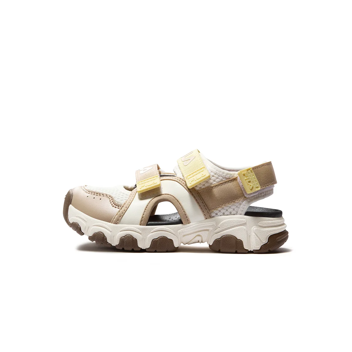 FILA KIDS SEASON FSW синтетическая кожа, текстильные дышащие детские сандалии Milk White/Sesame Brown