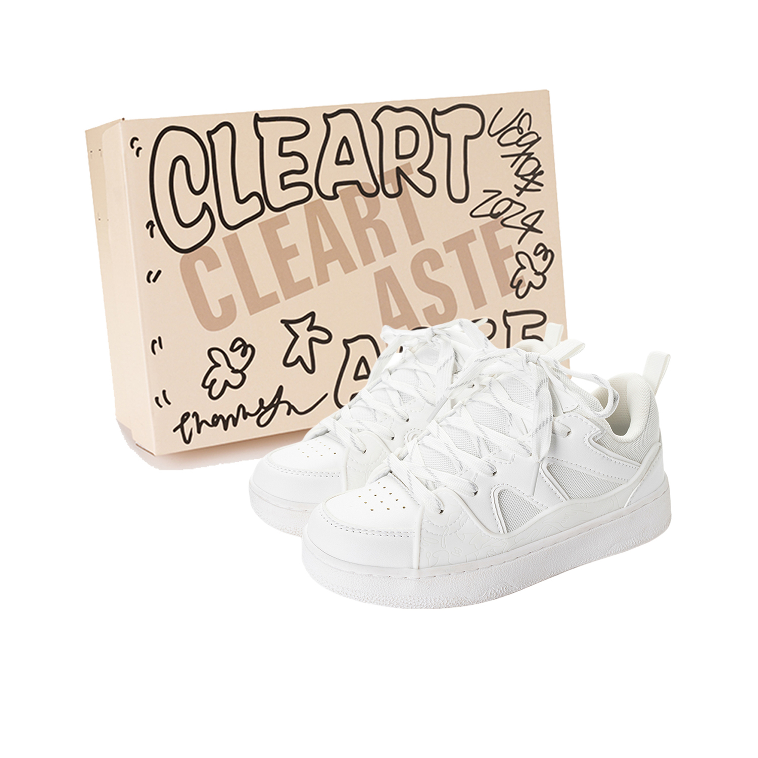 

CLEARTASTE Износостойкие низкие скейтерские кроссовки на платформе унисекс белого цвета, цвет All White