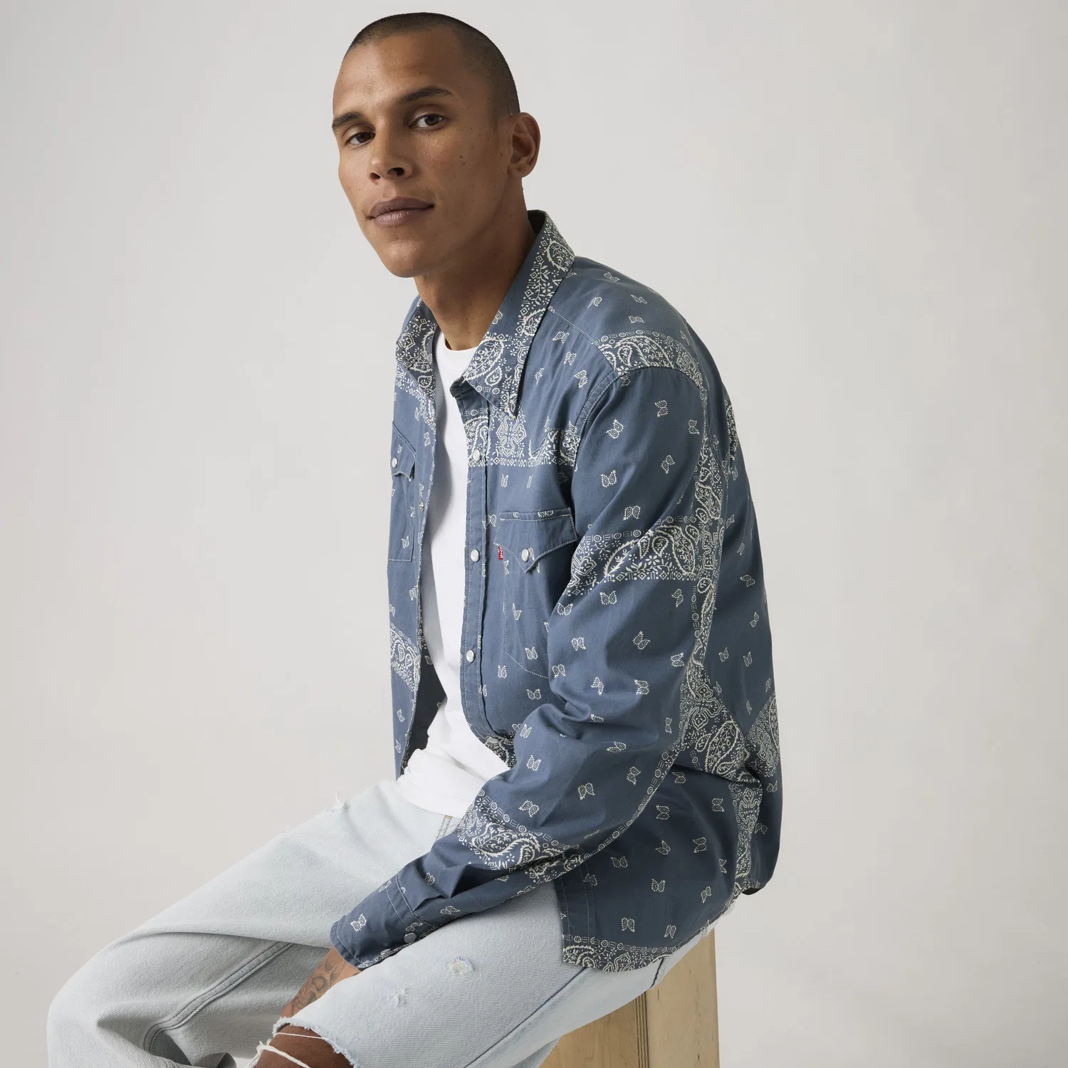 Классическая рубашка в западном стиле стандартного кроя Levi's, Blue — фото 2