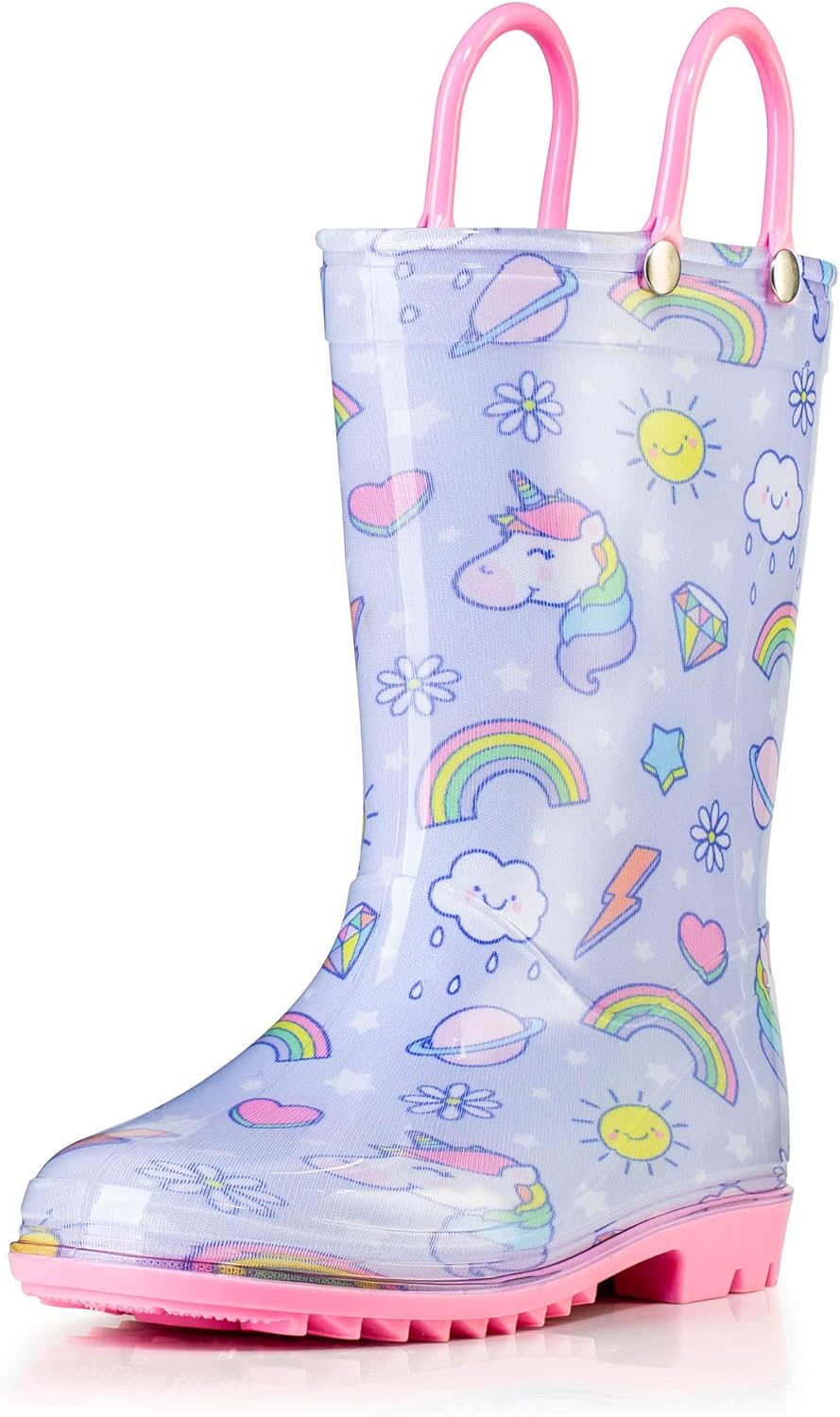 

Водонепроницаемые ПВХ сандалии Puddle Play для малышей и детей с ручками для легкого надевания - легкие противоскользящие сапоги для мальчиков и девочек, Unicorn