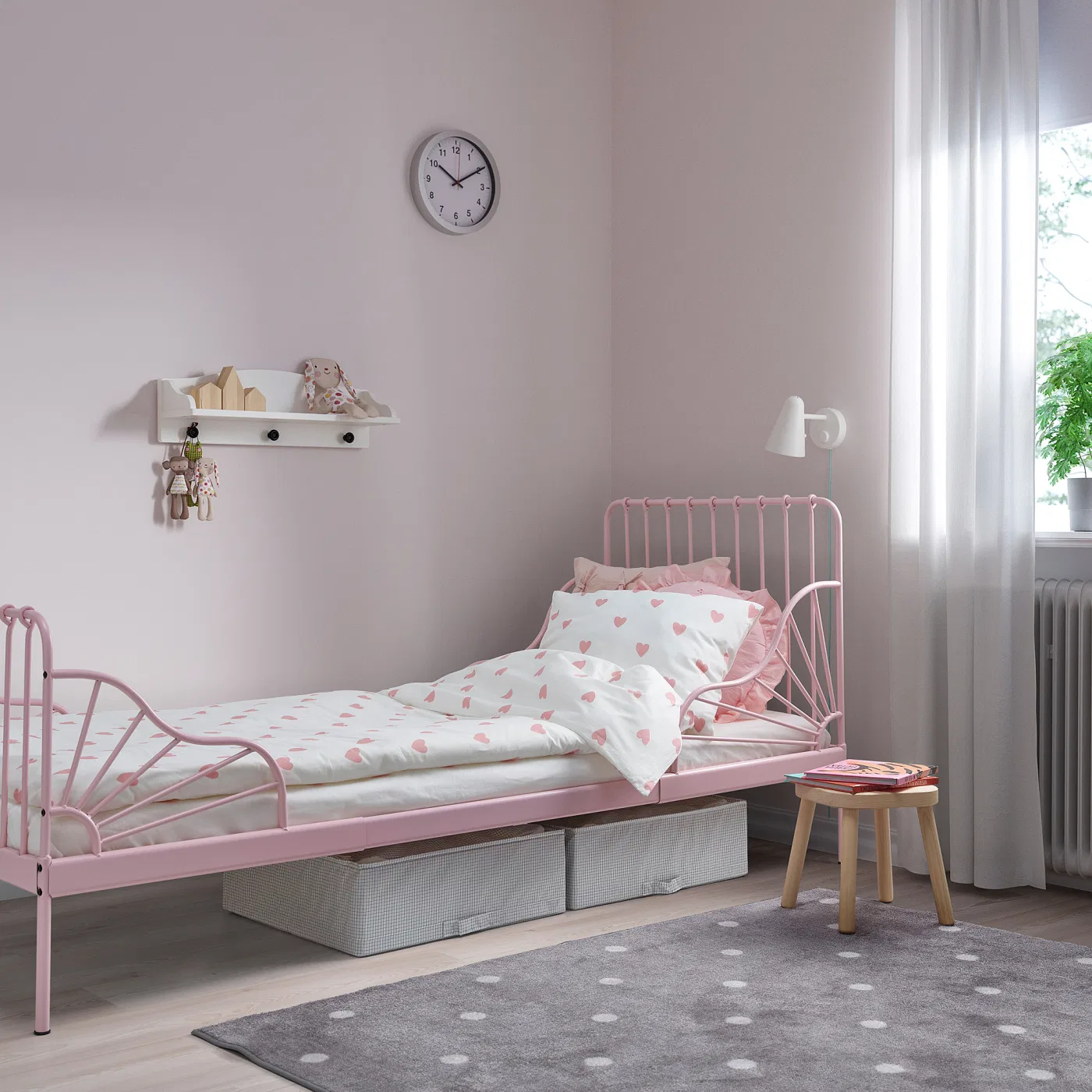 Раздвижная кровать IKEA MINNEN, 80x200 см, розовый — фото 3