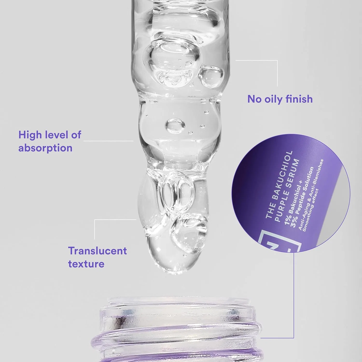 Тоник 3INA — Для лица «The Purple Bakuchiol Serum» с бакучиолом и пептидами от MAKEUP — фото 4