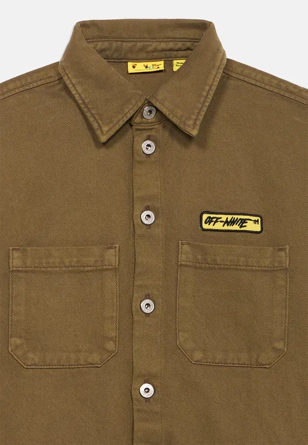 Блуза Logo patch diag button down Off-White, оливковый — фото 4