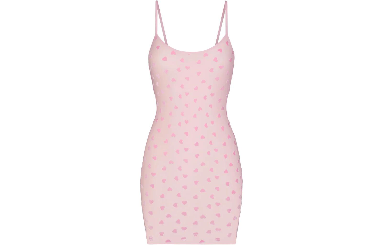 

Skims Коллекция ко Дню святого Валентина SHEER VELVET SLIP DRESS Ночнушка для женщин BABY PINK/Светло-розовый