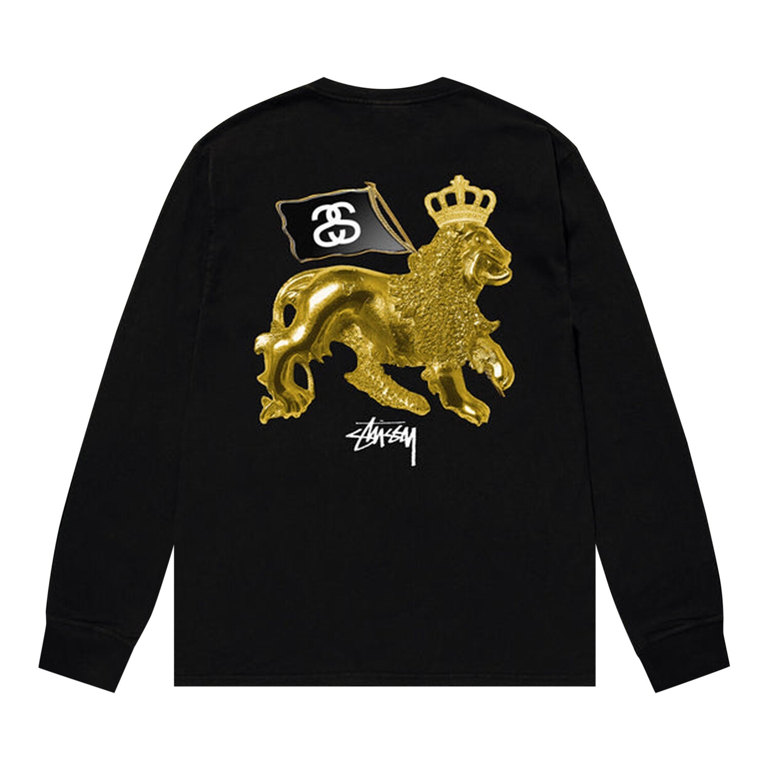 Футболка с длинными рукавами Stussy Gold Lion, черная — фото 2