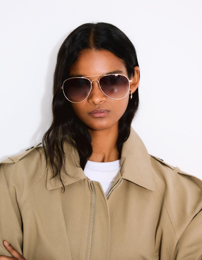 

Солнцезащитные очки-авиаторы Bershka, коричневый