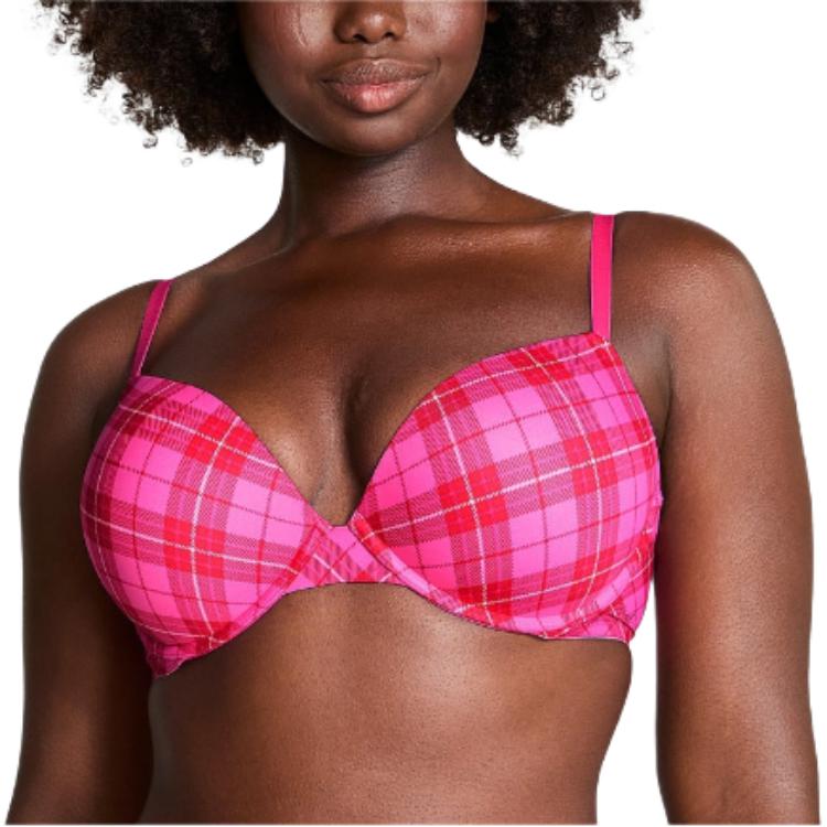 Victoria's Secret Розовый Girlish Бюстгальтер Женский Сладкий Стиль Pink Plaid — фото 3