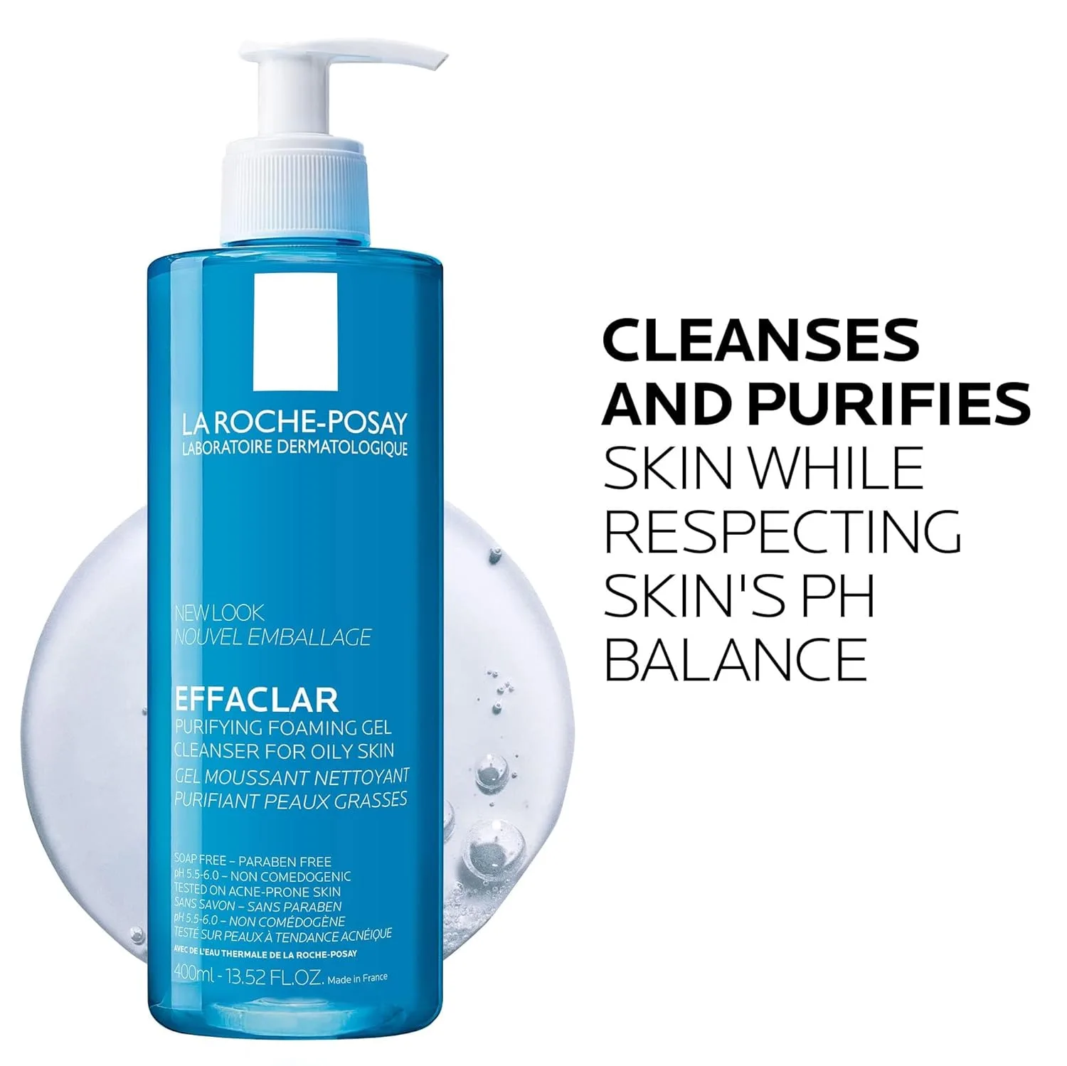 La Roche-Posay Effaclar Purifying Foaming Gel Cleanser для жирной кожи, с цинком пидолатом против излишков жира и блеска, без спирта и масел, тестировано на чувствительной коже, набор 2 шт 400 мл (2 шт.) — фото 3