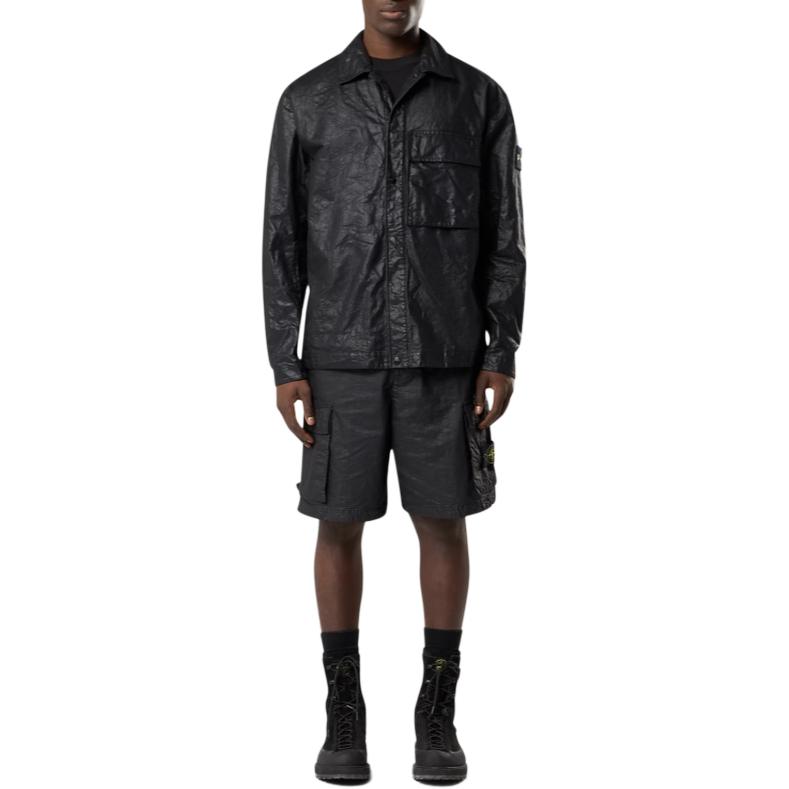 Рубашка с клапаном на кармане STONE ISLAND, черный — фото 4