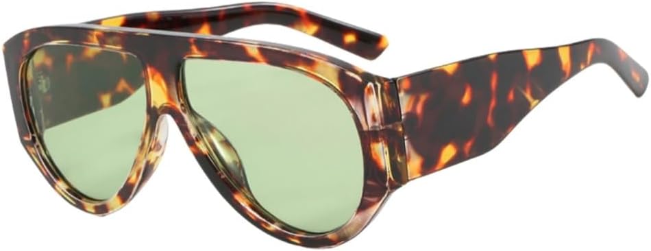 

Винтажные большие солнцезащитные очки-пилот для женщин и мужчин, с крупной оправой, ветрозащитные, популярные панк-очки с защитой от УФ-излучения UV400 UJNHGQ, Leopard Green