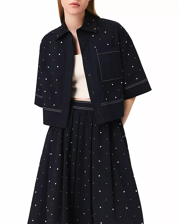 

Укороченная рубашка с заклепками Maje, синий