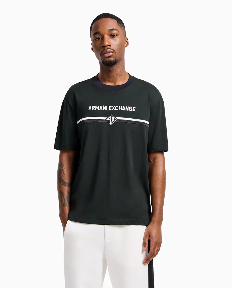 

Мужская футболка с короткими рукавами и логотипом Armani Exchange, темно-зеленый