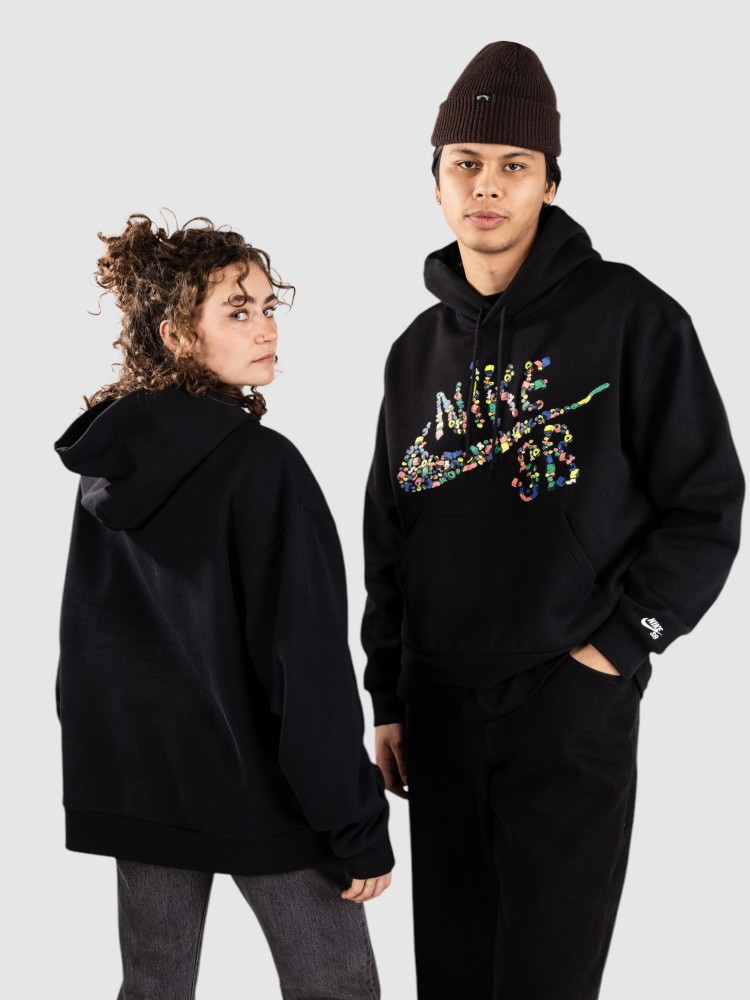 Худи Nike SB Fleece Pull-Over Skate Hoodie, black/white — фото 2