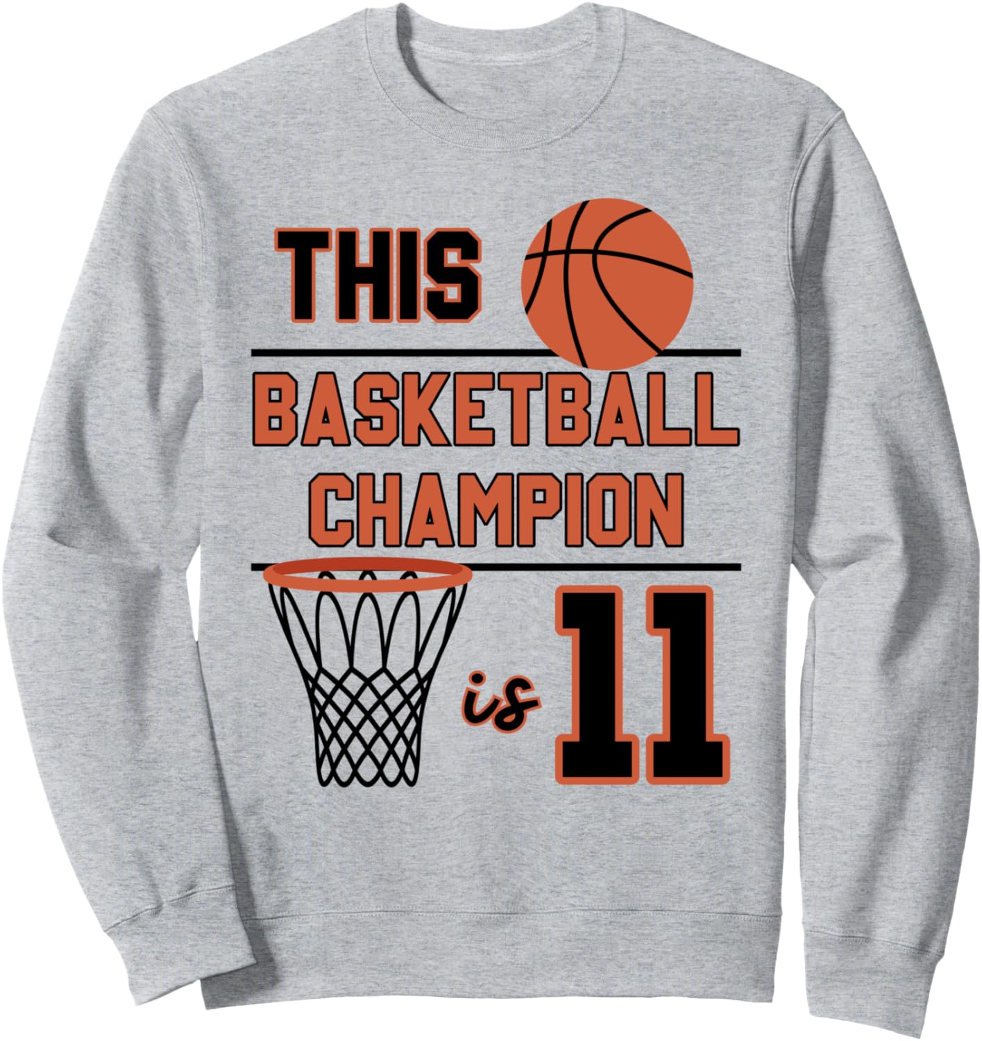 

Эта толстовка с надписью «Этот баскетбольный чемпион отмечает свой 11-й день рождения» Family Look Basketball Fan Theme Decorations Gifts, серый