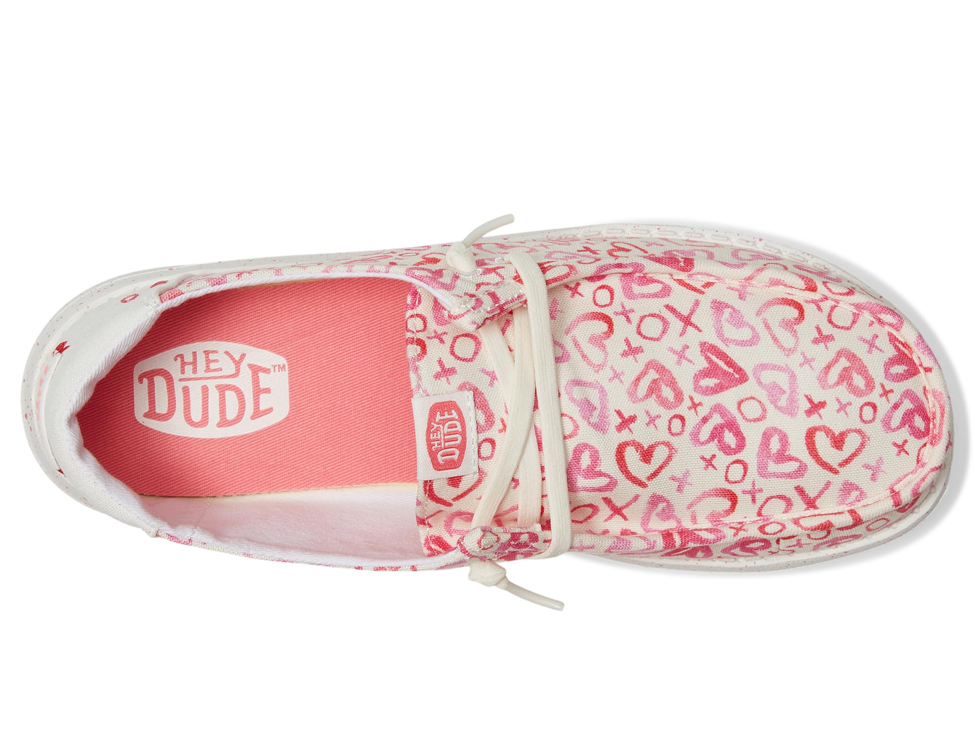 Туфли Hey Dude Kids Wendy Watercolor Hearts, цвет Pink/White — фото 2