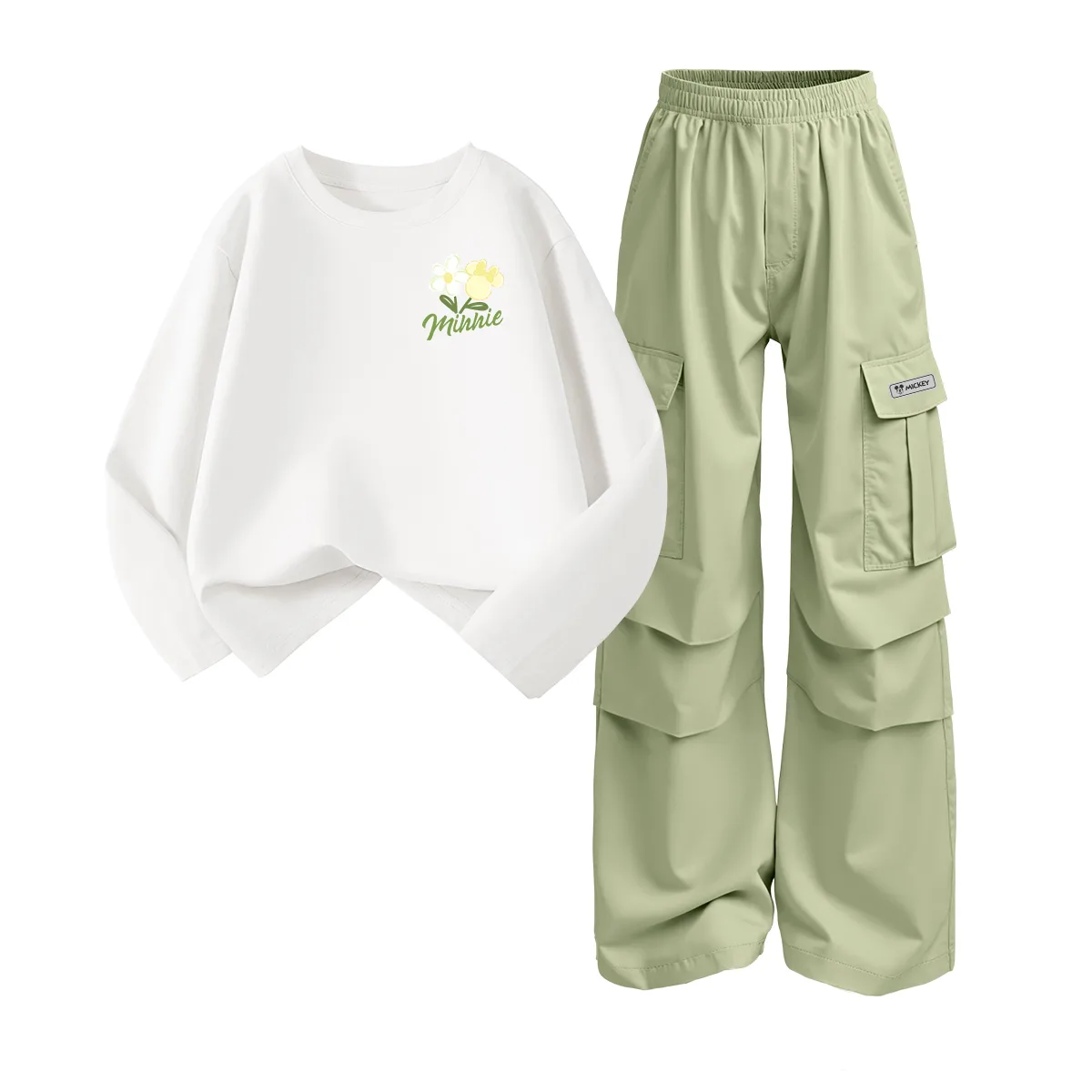 Детский спортивный костюм Casual для детей 3-7 лет Disney, Di LV Morning White+Di H Square Hook-and-Loop K Outdoor Green — фото 2