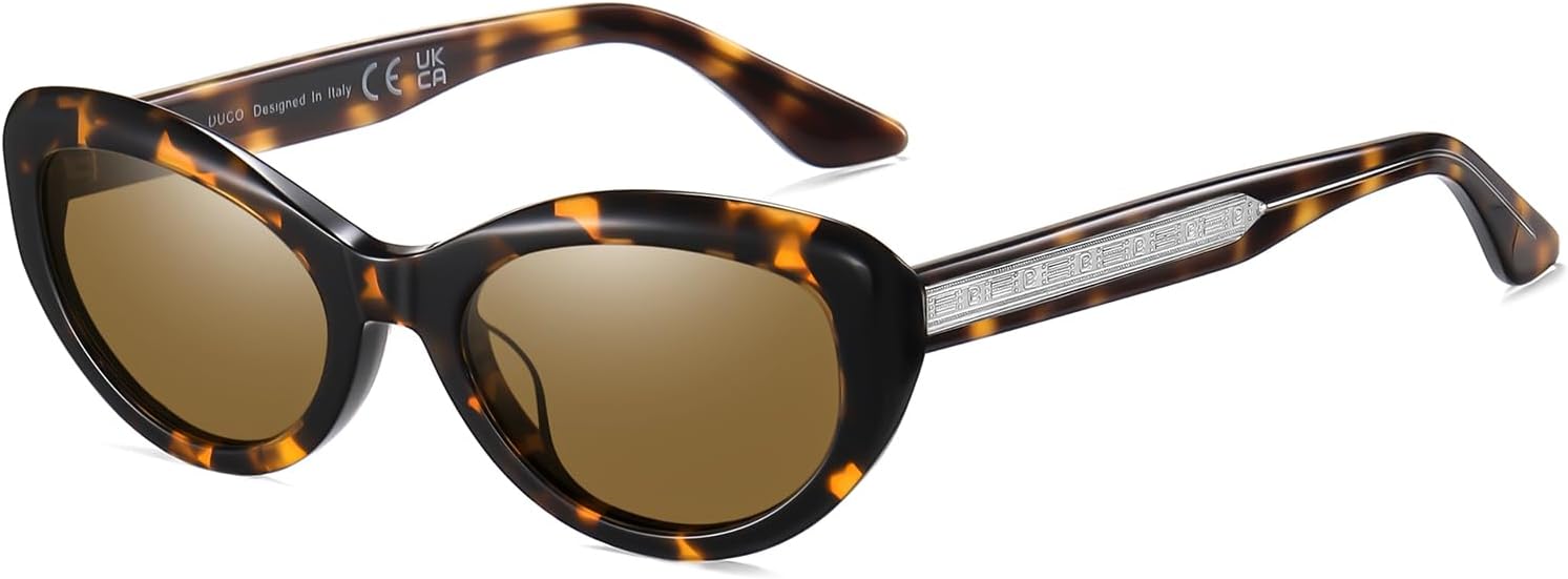 

Винтажные солнцезащитные очки DUCO «кошачий глаз» для женщин, ретро-очки овальной формы с поляризацией, модные узкие очки в стиле 90-х с защитой от УФ-излучения, модель DC2362, Tortoise Frame Brown Lens