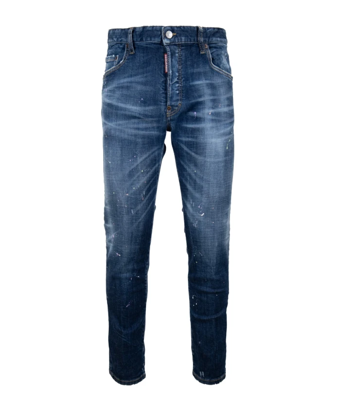 

Джинсы на пуговицах с кожаной нашивкой Dsquared2, синий