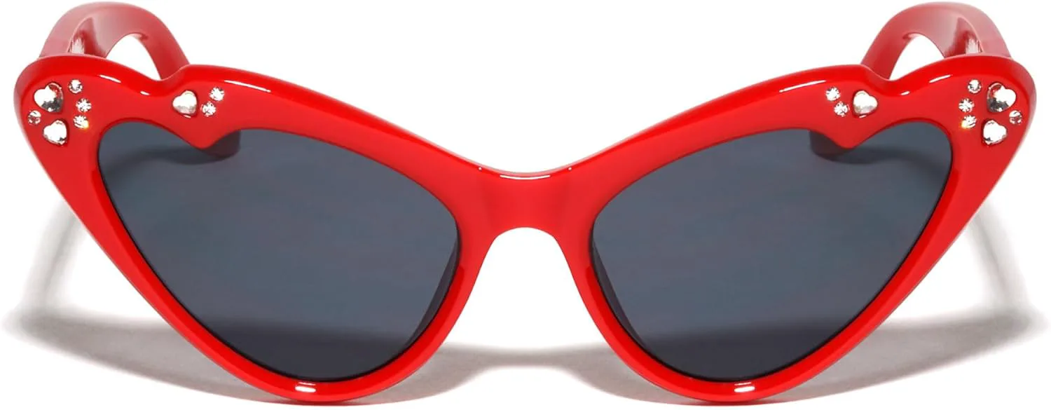 

Набор из 4 солнцезащитных очков в форме сердца со стразами, «кошачий глаз», защита от УФ-излучения, бесплатный чехол P1092-RH-HEART-PK Generic, Red-white-pink-black