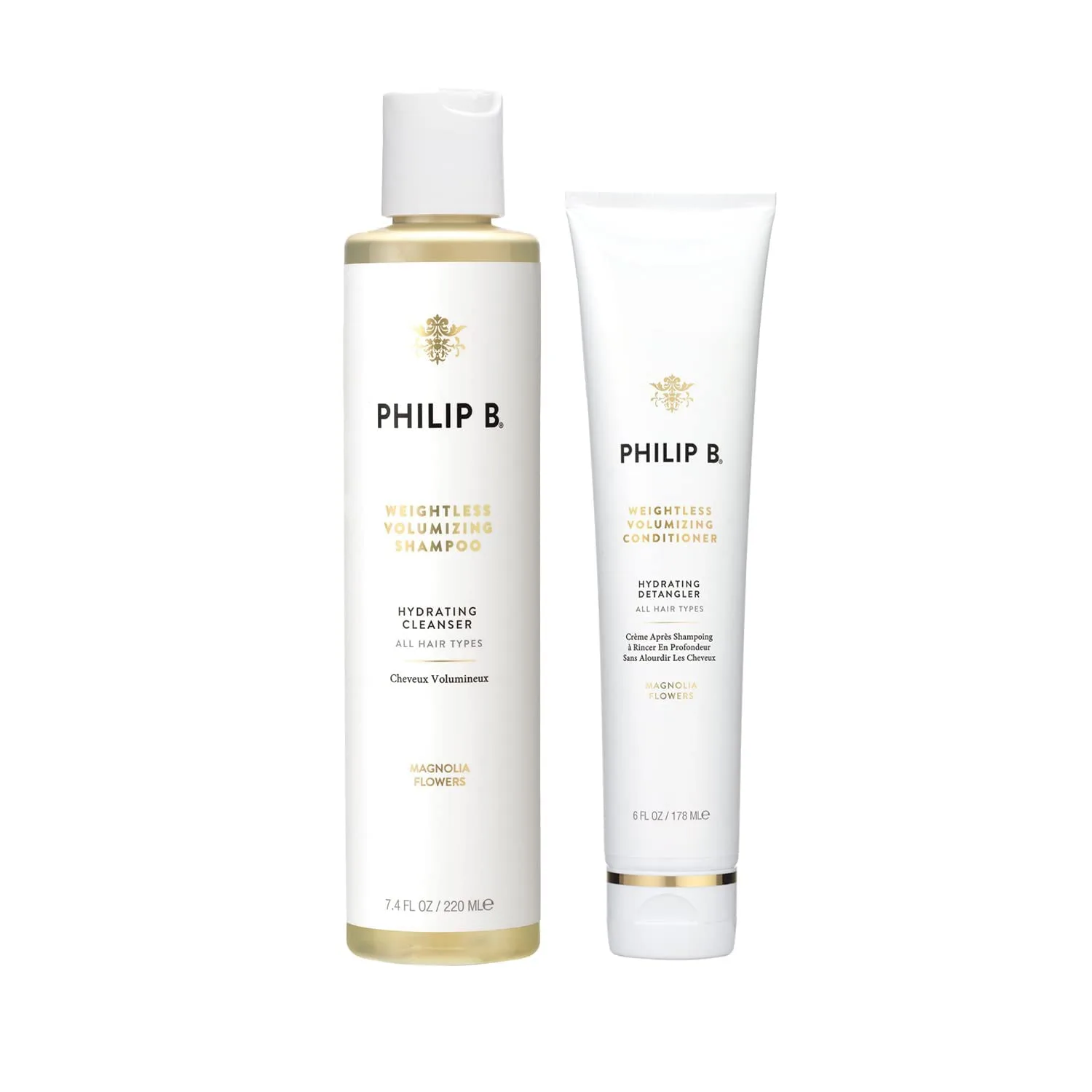 PHILIP B. Набор для придания объема Weightless Volumizing Duo: шампунь для придания объема Weightless Volumizing Shampoo (213 мл) и кондиционер (173 мл).