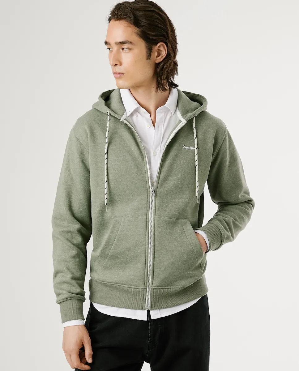 

Мужская толстовка с регулируемым капюшоном и застежкой-молнией Pepe Jeans, военный зеленый