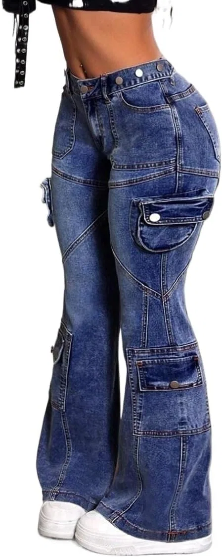 Джинсы карго с кислотной стиркой, Темная стирка