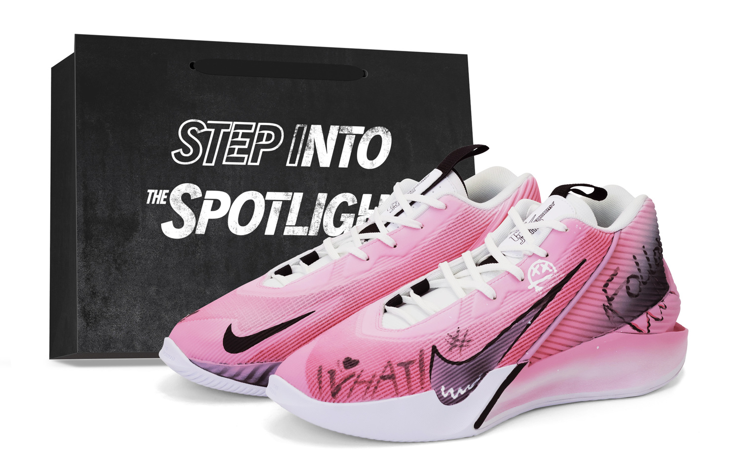 

Nike Кроссовки баскетбольные мужские high top g t jump academy rose red graffiti с технологией cushioning, износостойкие, розовые