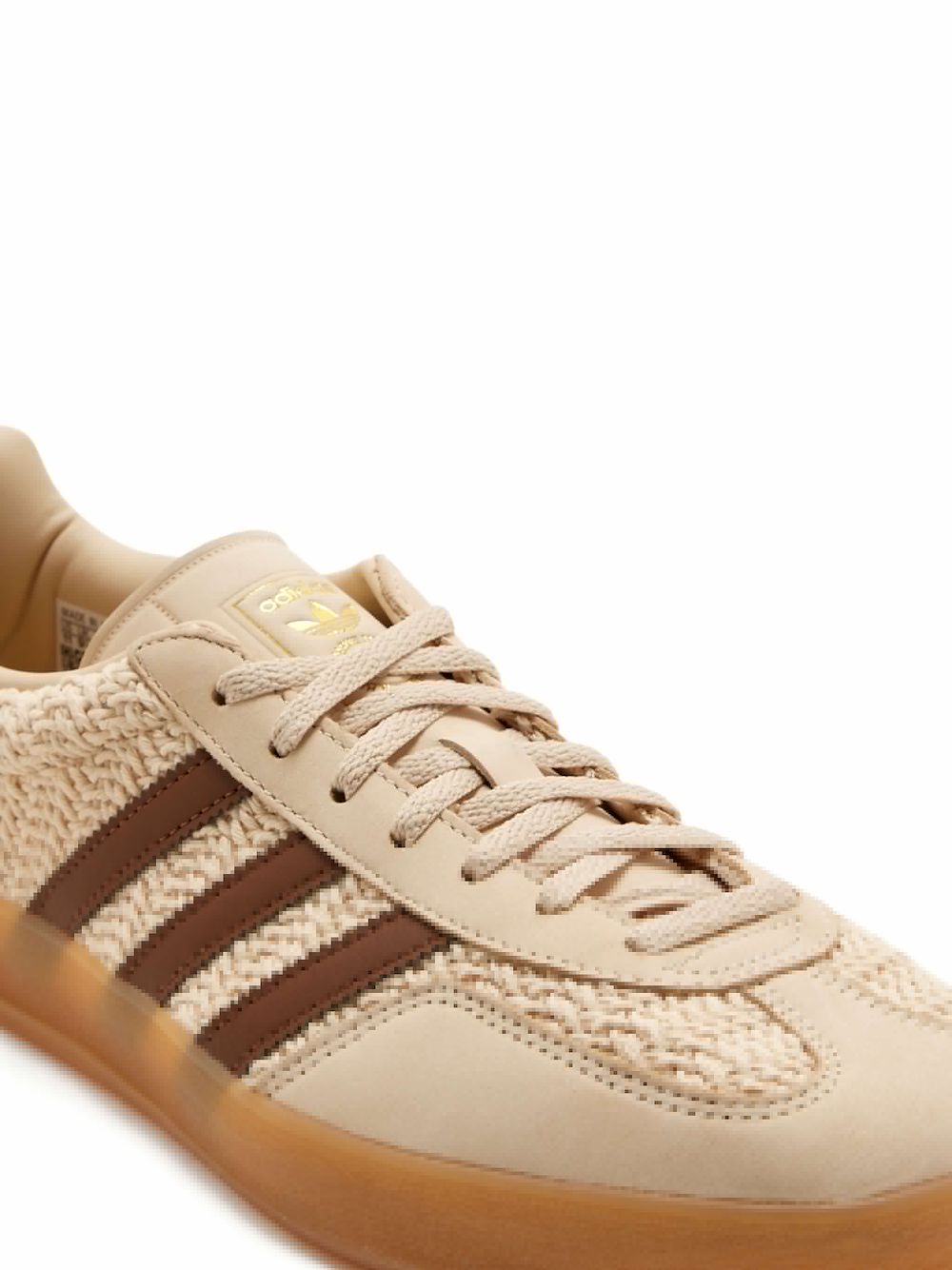 Низкие плетеные кроссовки с тремя полосками adidas, коричневый — фото 4