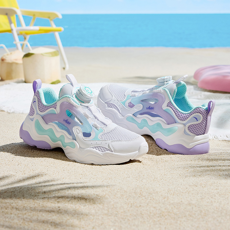 Детские кроссовки Yunyi Breathable Lightweight Cushioning Low Top с дышащей подошвой и амортизацией Antakids, белый/мятный/синий/фиолетовый — фото 3