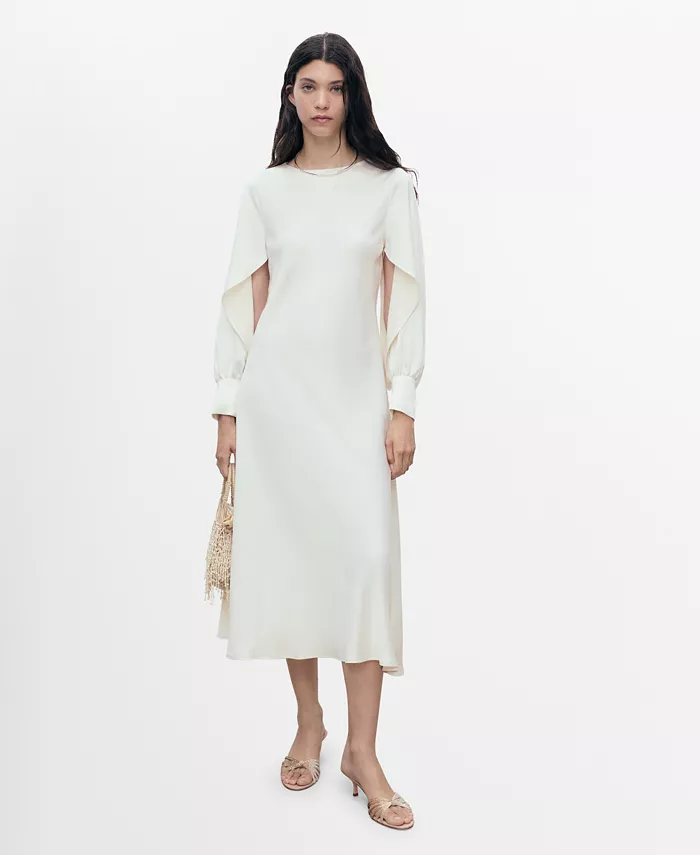 

Женское атласное платье с разрезами на рукавах MANGO, коричневый/бежевый