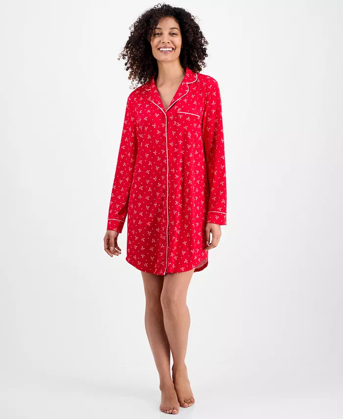 

Женская футболка с принтом для сна с длинными рукавами Charter Club, красный