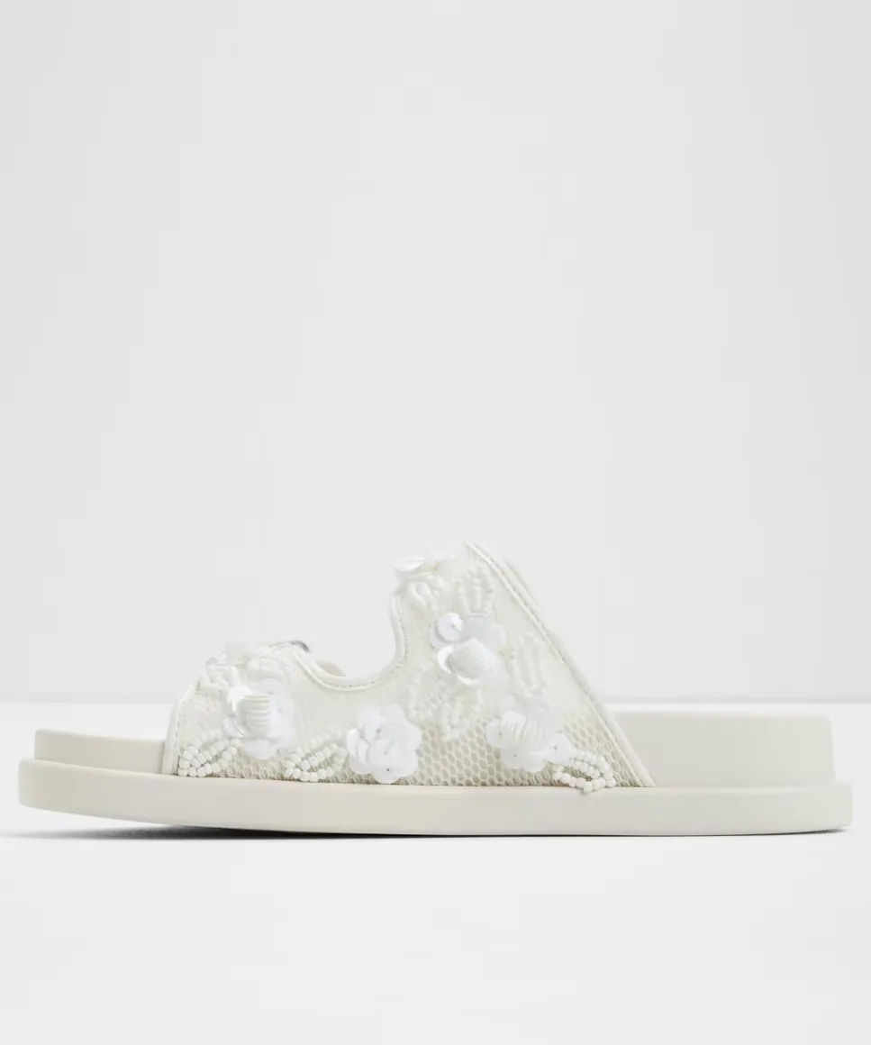 Женские сандалии на плоской подошве с круглым носком Aldo, белый — фото 3