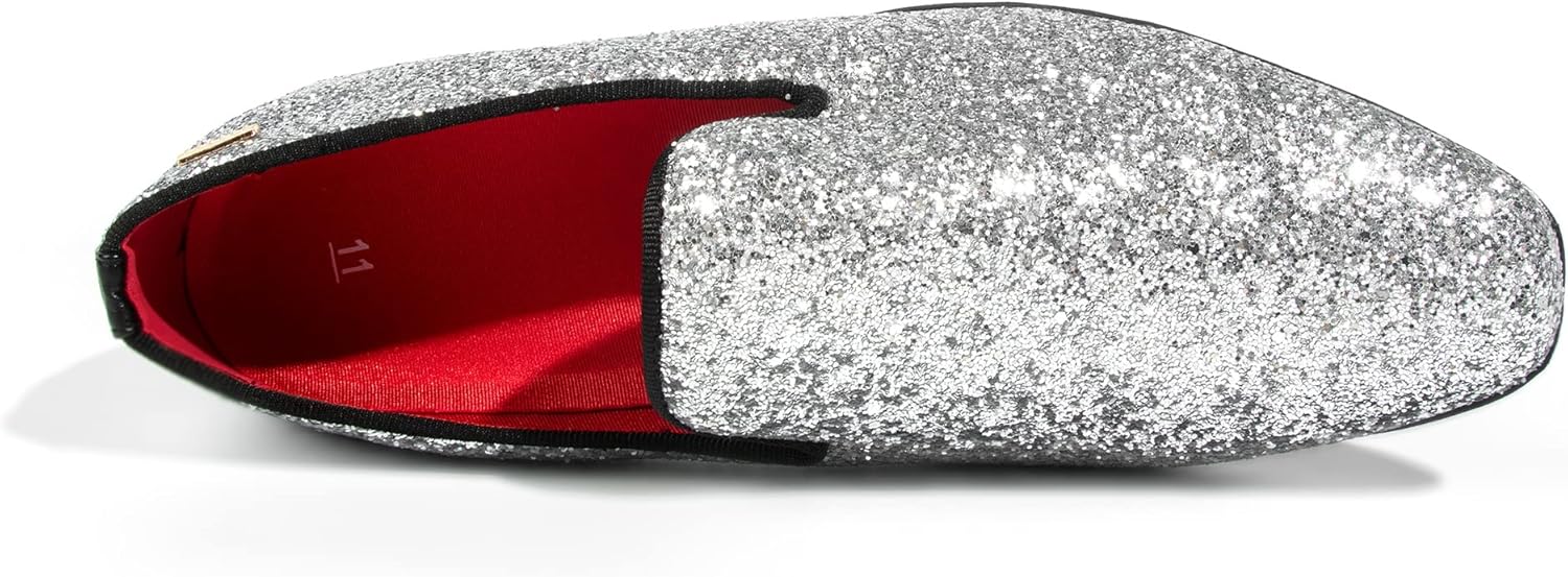 Мужские лоферы UUBARIS для костюма и смокинга, обувь без шнурков, Glitter Silver — фото 3