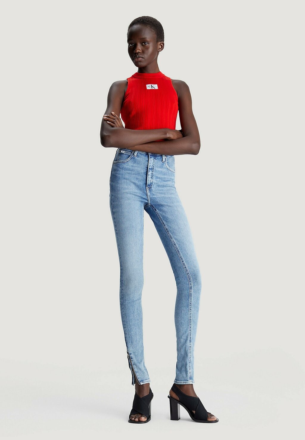 

Джинсы облегающие HIGH RISE SUPER Calvin Klein Jeans, синий деним
