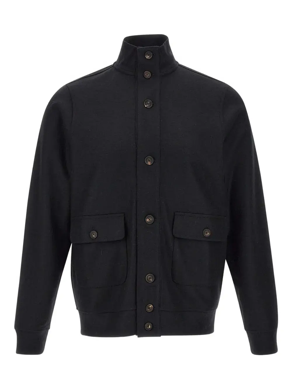 

Рубашка-куртка с застёжкой на пуговицы и клапанами на карманах Filippo De Laurentiis, черный