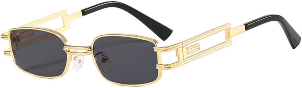 

Металлические прямоугольные солнцезащитные очки для женщин в стиле стимпанк, мужские ретро-очки в стиле панк, очки с защитой от УФ-излучения UV400, очки для вождения MTZJH, C1gold-black