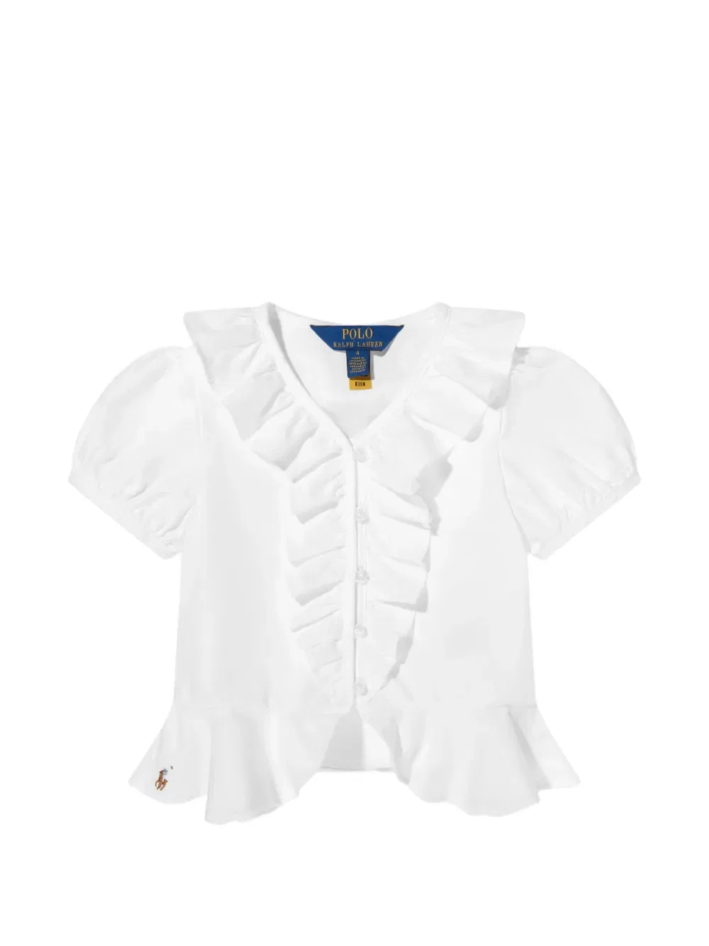 Хлопковая блузка Polo Ralph Lauren Kids, белый