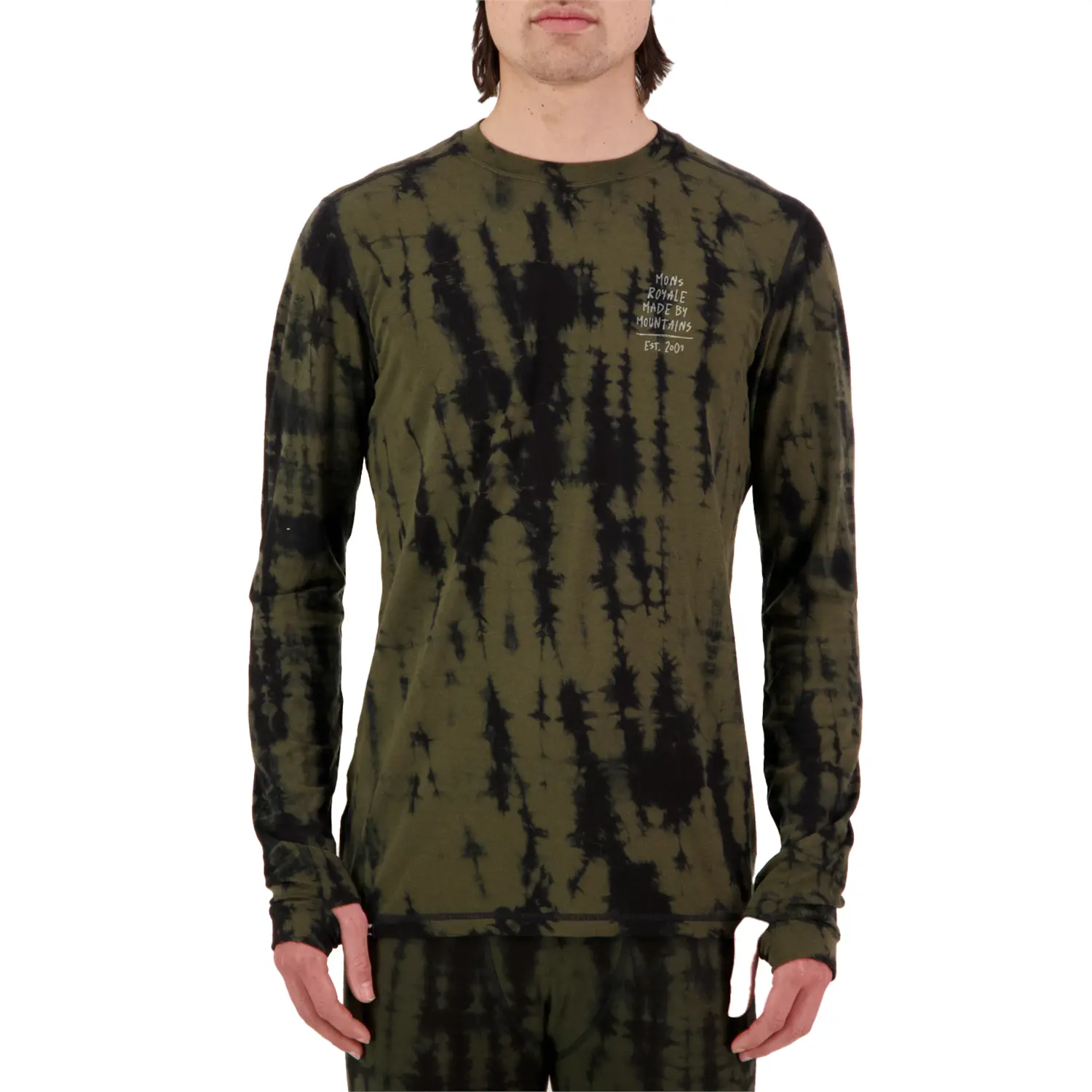 

Топ MONS ROYALE Cascade Merino Flex 200 Long Sleeve, цвет Olive Tie-Dye